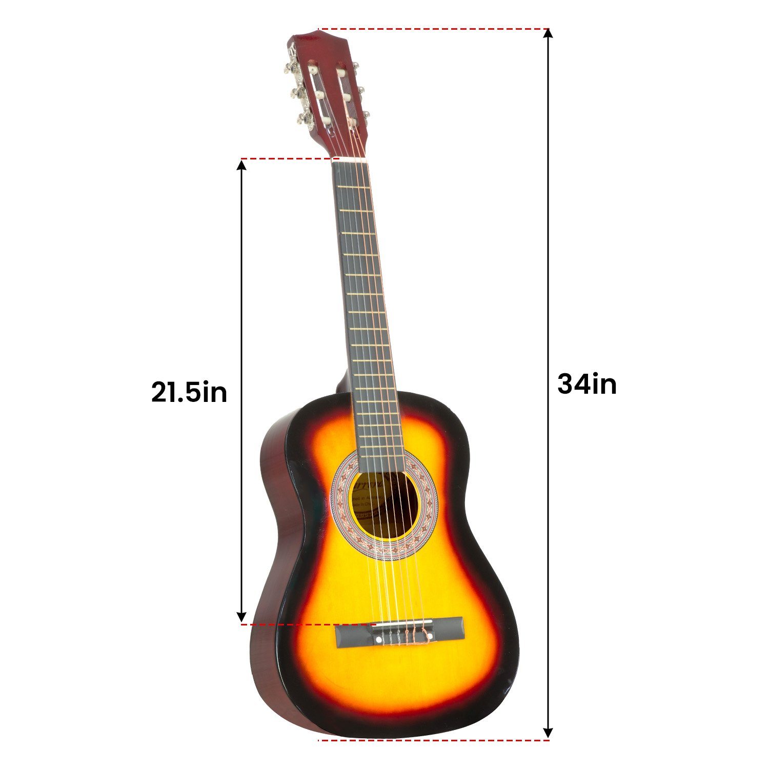 Karrera 34in Acoustic Wooden Childrens Guitar - Sunburst — image 3