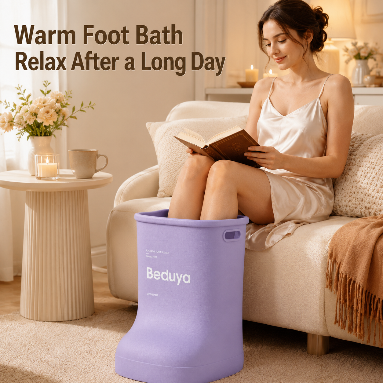 EVA Foot Soaking Bucket with Massage Bottom, Deep Calf Foot Bath Tub for Home Spa, Insulated Warm Foot Soak Basin with Handles, Lightweight Portable Foot Spa โ image 6