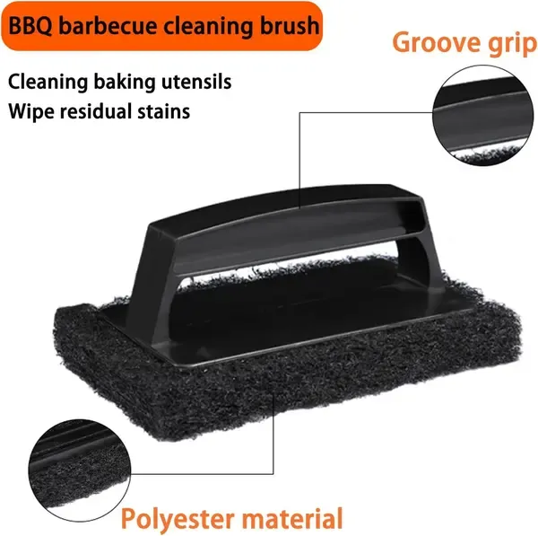 3 Pack Grill Cleaning Brush Set, Deep Cleaning PP Bristle Scrubber With Handle for Gas, Charcoal and Electric Grills, Black — image 3