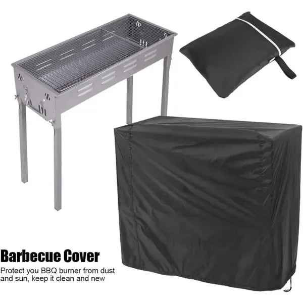 1 Piece Square BBQ Grill Cover,210D Waterproof Oxford Fabric UV-Resistant Outdoor Protector with Secure Strap, Black, 80 x 66 x 100 cm — image 3
