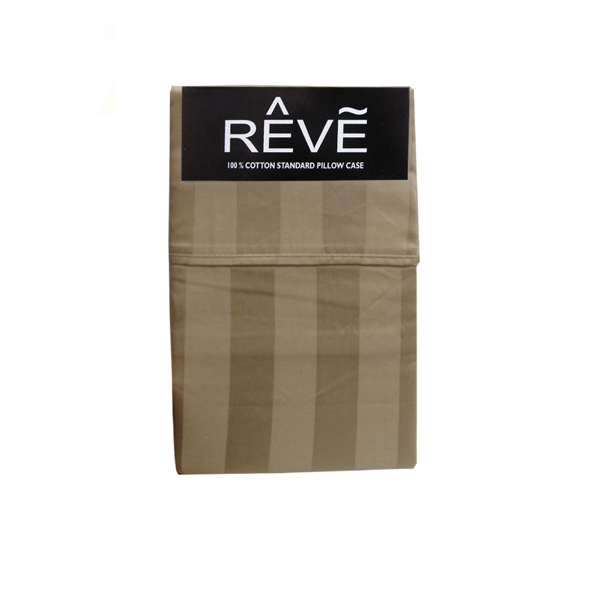 Pair of Reve 100% Cotton Standard Pillowcases 48 × 74 cm Wide Stripe Latte