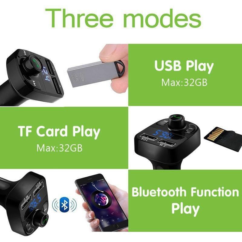 Wireless Bluetooth FM Transmitter Radio Receiver, Handsfree Call Car Charger, Mp3 Audio Music Stereo Adapter, Dual USB Port — image 3