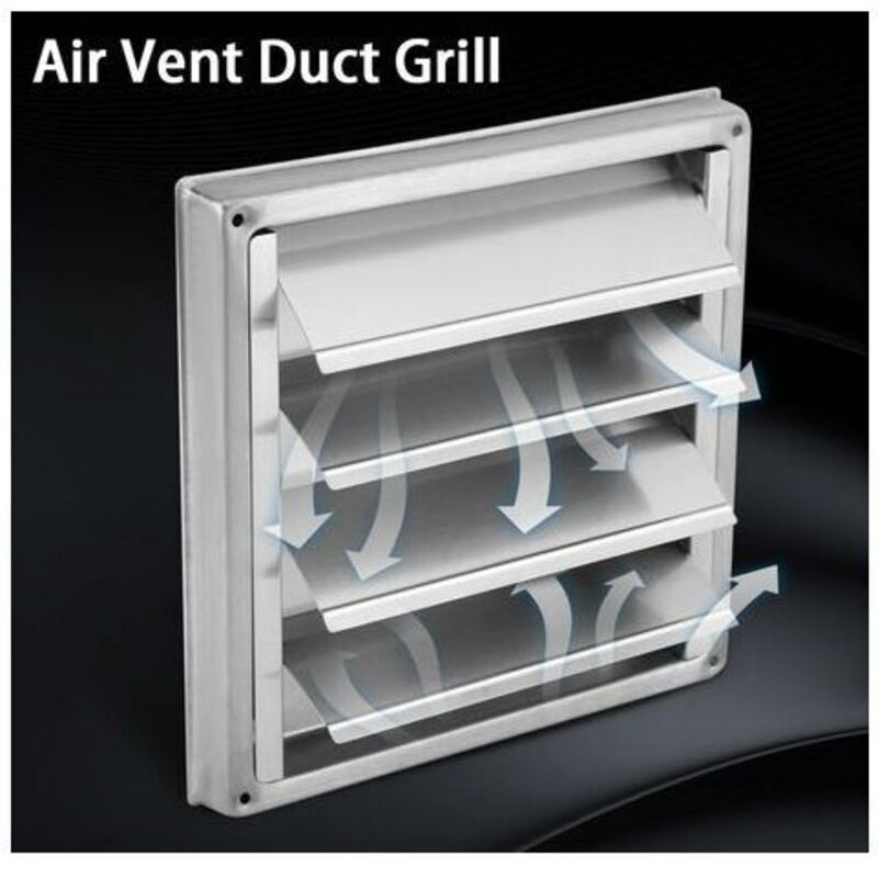 Air Vent, Square Stainless Steel Exterior Ventilation Grille with Movable Louvers, Air Conditioners, Bathrooms — image 2