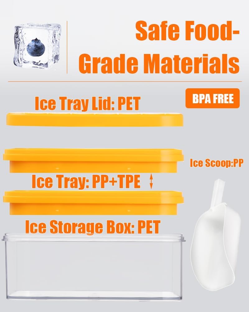 Ice Cube Tray with Lid&Bin, Ice Cube Mold with 56 Cubes, Stackable Ice Trays for Freezer with Easy-Release Silicone Bottom, for Drinks, Coffee, cocktail — image 5
