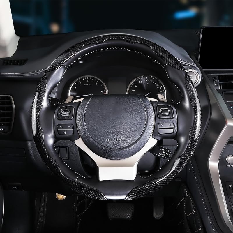 Carbon Fiber Steering Wheel Covers 3 Piece Clip on Steering Wheel Cover (Black) โ image 4