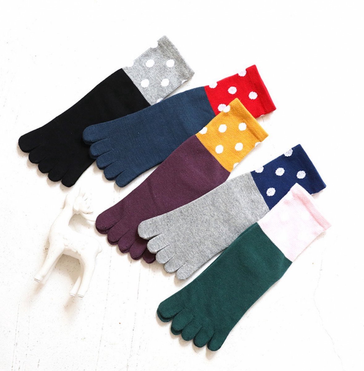 Toe Socks 5 Pairs - Toe Socks - Women's - Cotton - Yoga Socks - Smooth Toe Seam - Runner Toe Socks - Flip-flop Socks - Toe Socks - Toesocks - Ladies — image 3