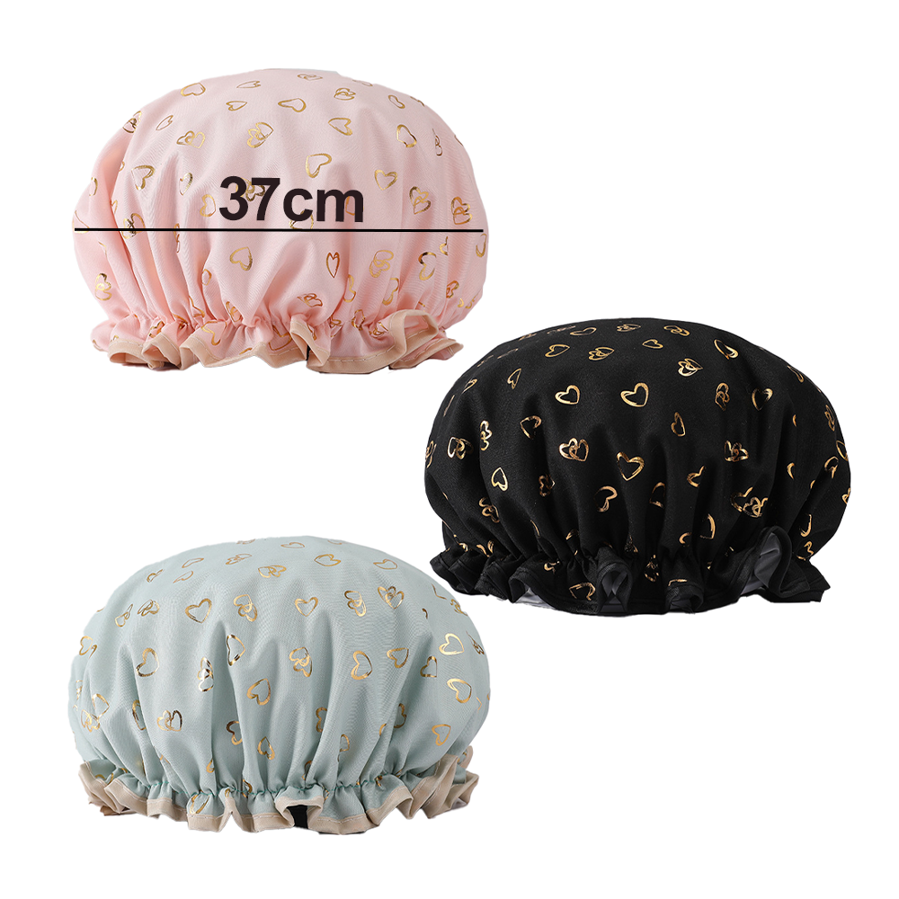 Shower Caps, 3-pack for women, waterproof and double layered โ image 2