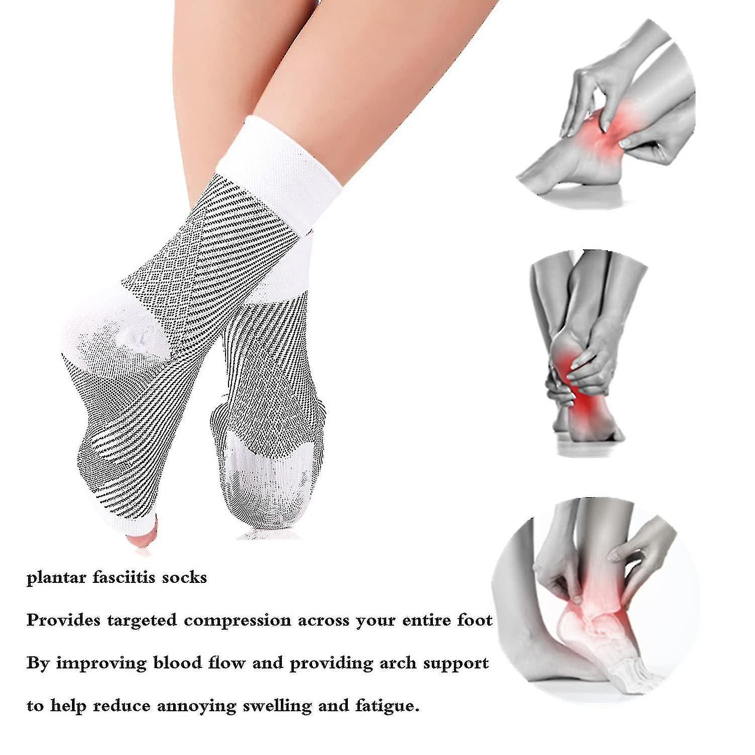 Pairs Neuropathy Socks, Soothing Socks for Neuropathy Pain, Tendinitis Compression Socks, Plantar Fasciitis, Neuropathy - White - L XL — image 4
