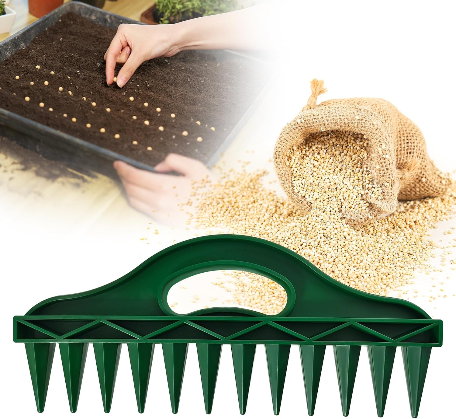 The Row Seeder by – Handheld Garden Tool for Precise Seed & Seedling Spacing in Rows & Seed Trays – for Vegetables, Flowers & Herbs. Durable & Ergonomic