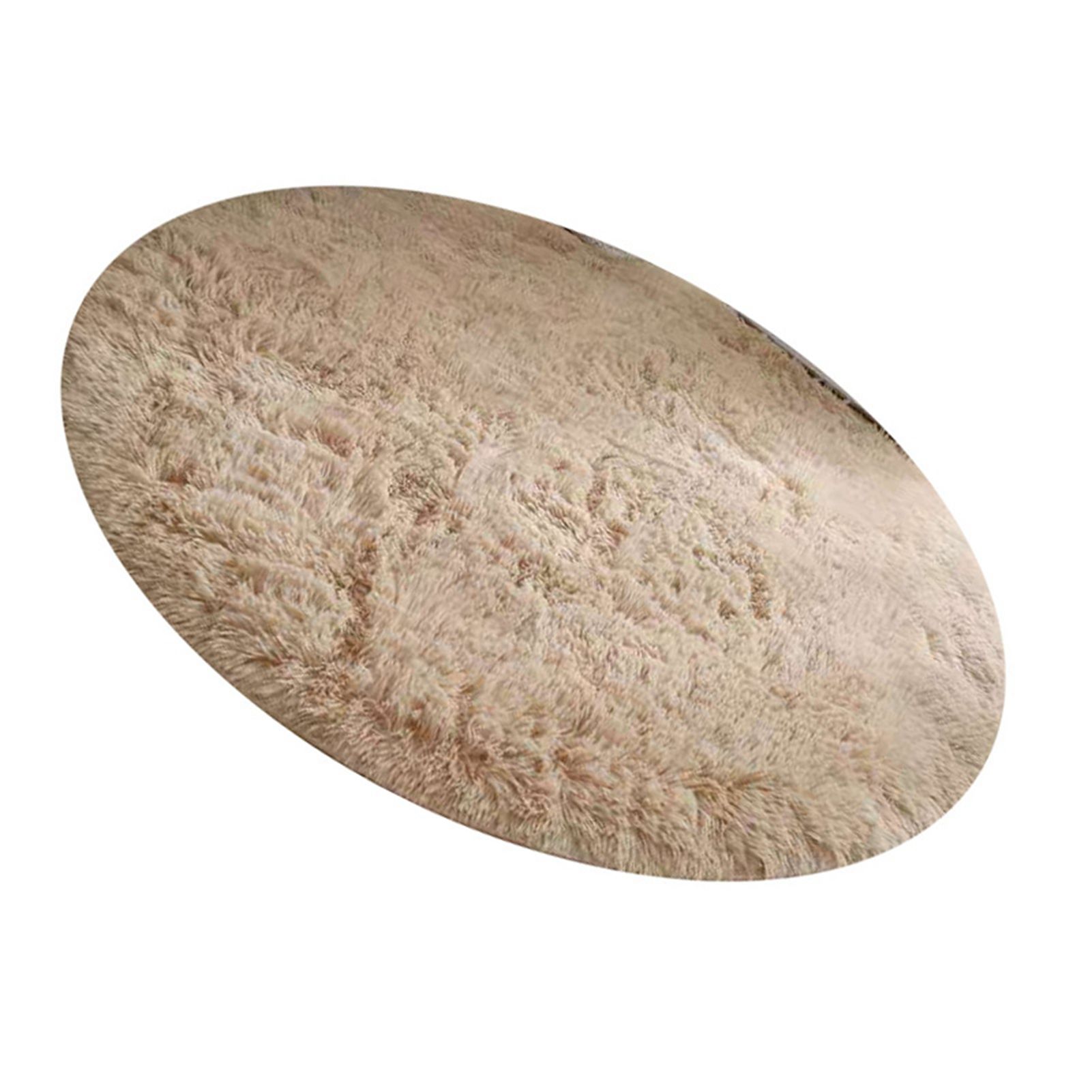 Floor Carpet Polyester Fiber Round Nordic Style Long Plush Soft Shaggy Rug for Home Bedroom Beige โ image 2