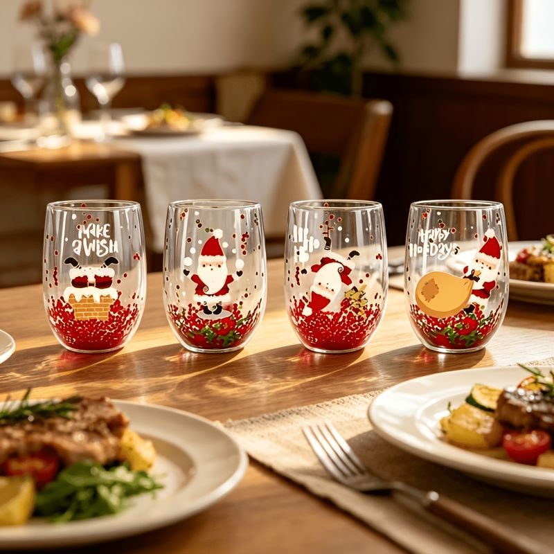 Christmas glass set, double walled glasses, borosilicate glass, festive drinkware, holiday gift, Australian Christmas, thermal insulated glasses, reusable