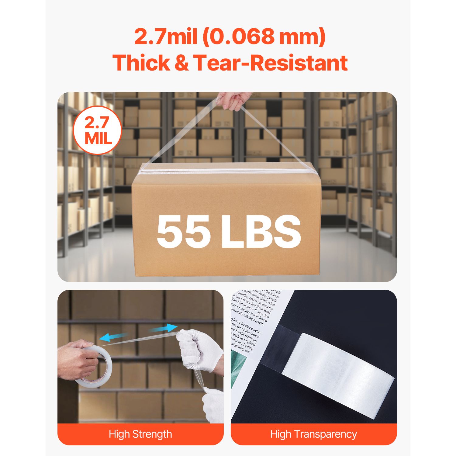 Packing Tape 6 Rolls 65 Yards Clear Shipping Tape with Dispenser 2.7 Mil โ image 4
