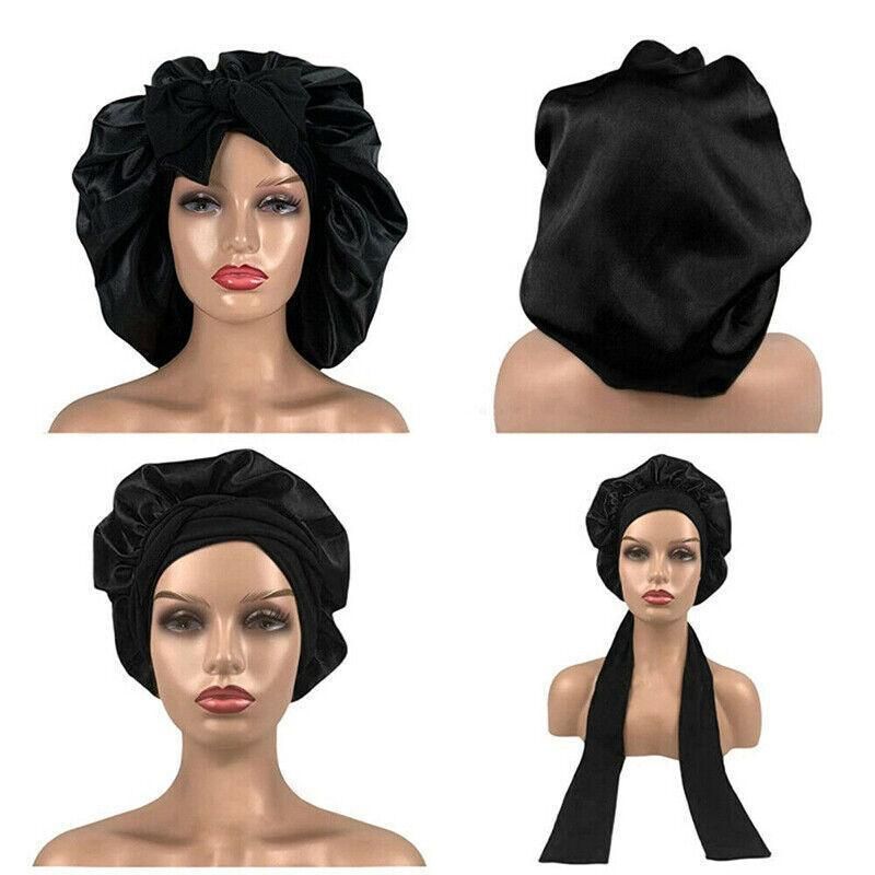 Sleeping Bonnet Hair Wrap Silk Satin Cap Women Elastic Night Hat Soft Headwear - Pink โ image 5