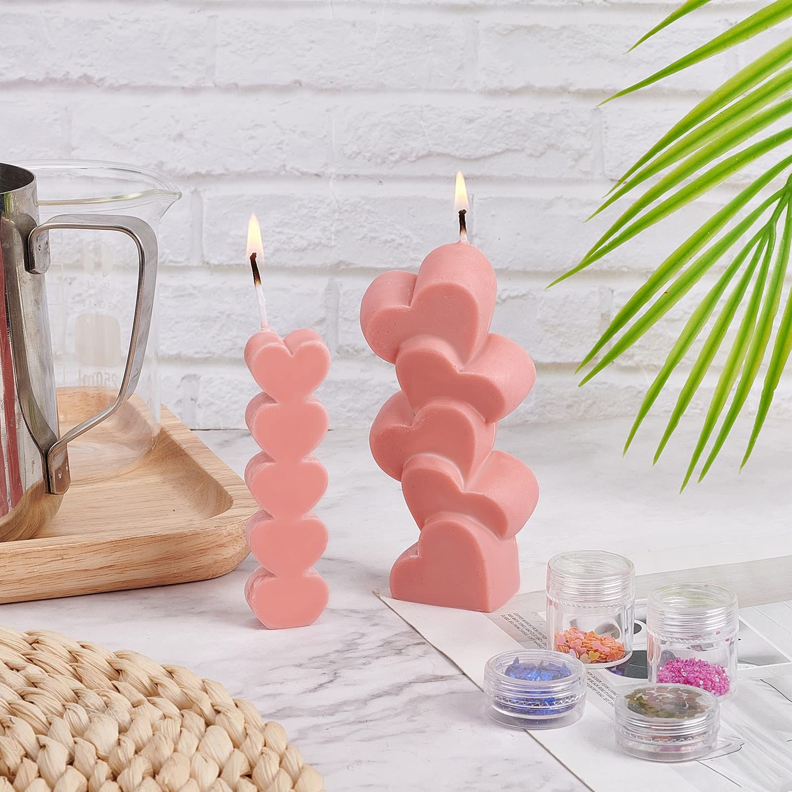 2 Style Heart Candle Silicone Mold 3D Stacking Hearts Shape Resin Casting Mold 3D Scattered Love Candle Mold for Chocolate Candy โ image 2