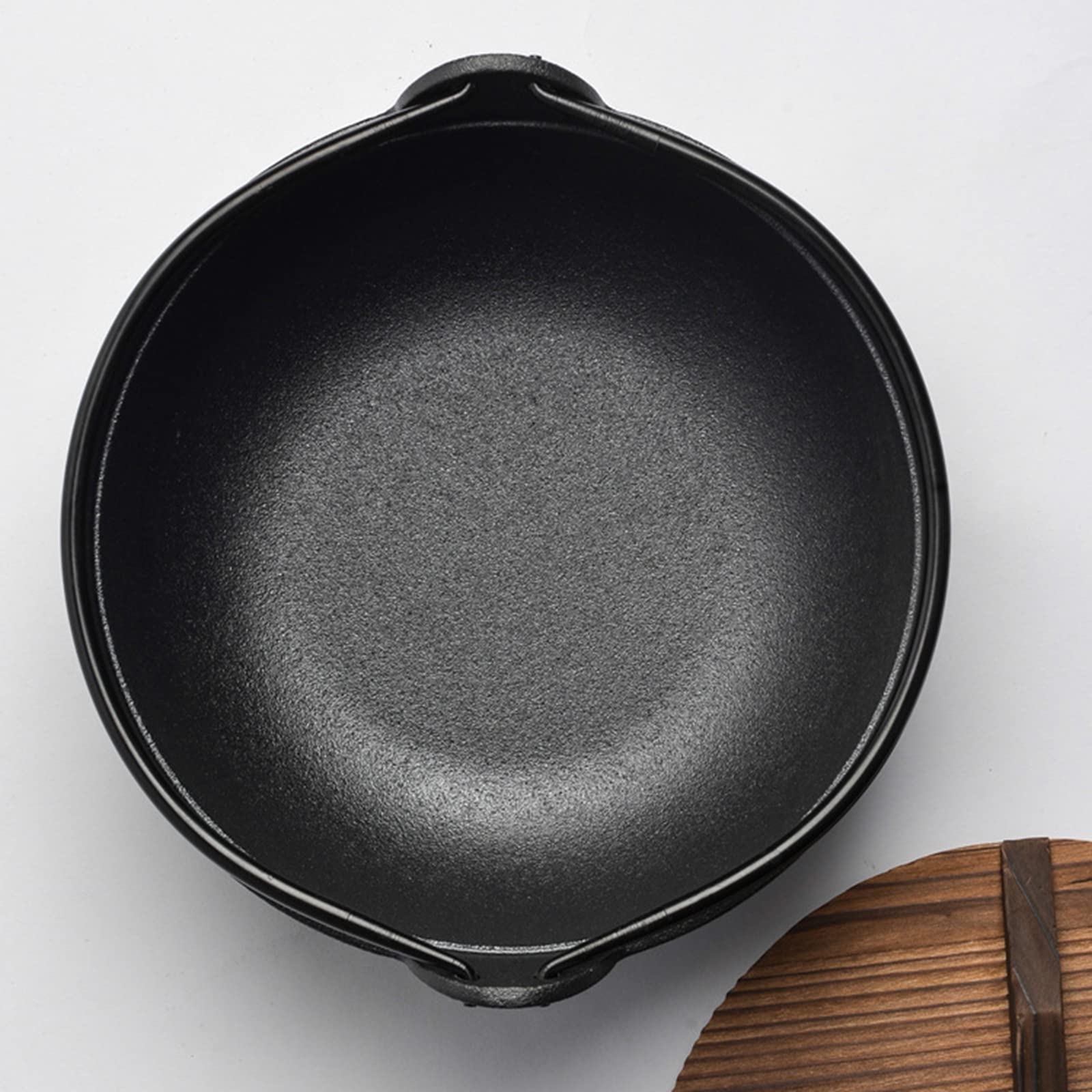 29cm Cast Iron Sukiyaki Iron Pot Japanese Shabu Pot Pan Stockpot Wooden Lid Home Camping Picnic โ image 6