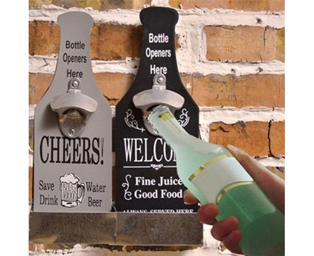1Pc Retro Creative Wall Mounted Beer Style Decorative Hanger Bottle Opener-Grey โ image 2