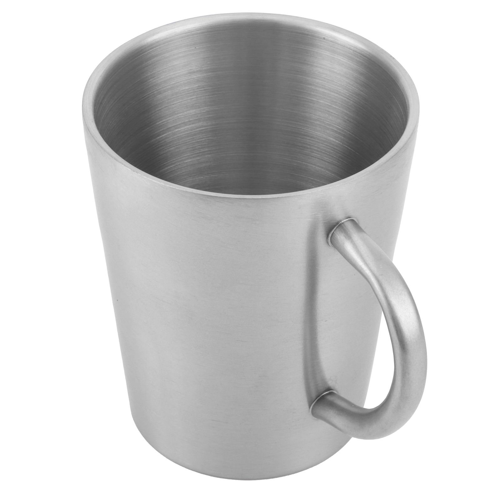 300ml Portable Mug 304 Stainless Steel Double Walled Insulated Coffee Beer Cup with HandleMatte Silver — image 5
