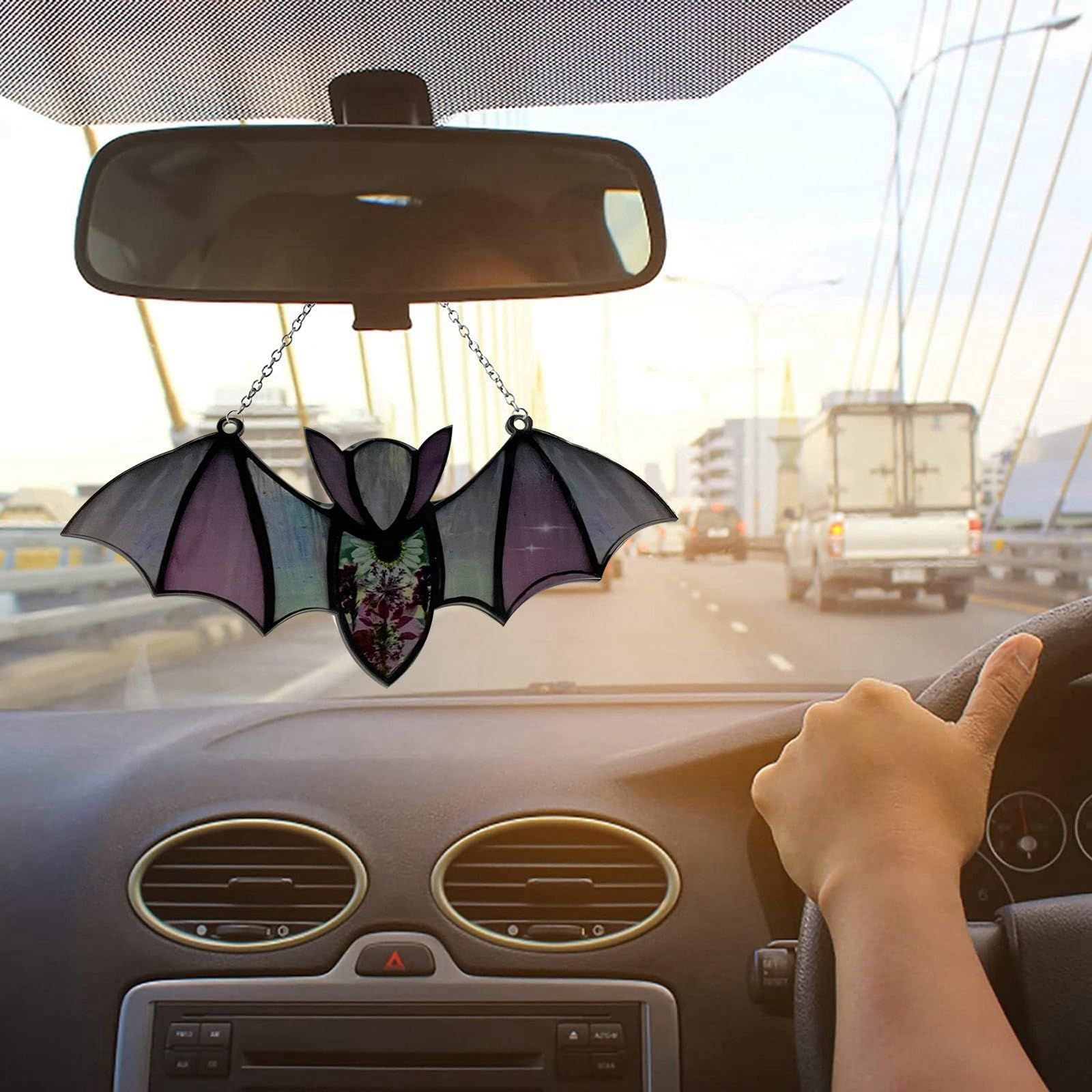 Bat Car Hanging Accessories, Cute Rear View Mirror Decor, Black Bat Car Ornaments Charm for Women, Car Interior Decorations โ image 3