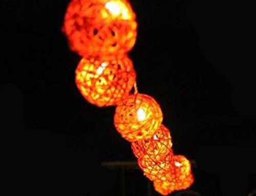 1 Set of Orange 5cm Rattan Cane 20 Ball Battery Powered 3m String Lights Christmas Gift Home Wedding Party Bedroom Decoration Table Centrepiece โ image 6