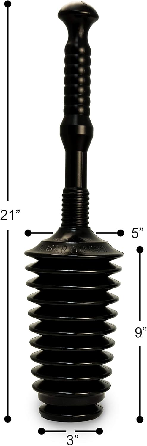Master Plunger MP500-3TB Heavy Duty Bathroom Toilet Plunger Kit with Tall Bucket. Equipped with Air Release Valve, Black — image 5