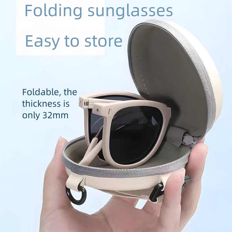 Apricot color Foldable UV400 Sunglasses for Men and Women – Lightweight Driving & Outdoor Sun Glasses with Hard Case, 18.4g TR+Metal Frame, Compact 32mm Folded — image 6