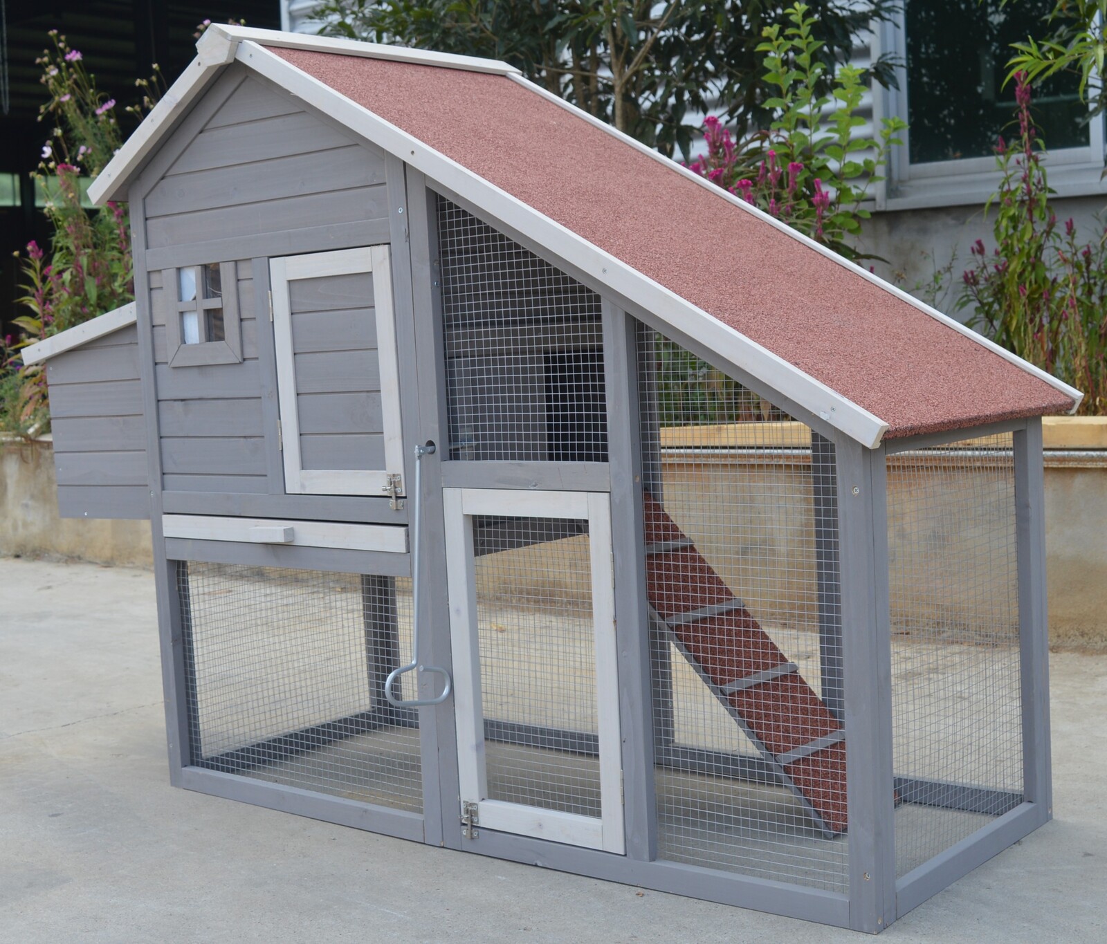 YES4PETS Grey Large Chicken Coop Rabbit Hutch Ferret Guinea Pig Cage Hen Chook Cat Kitten House โ image 5