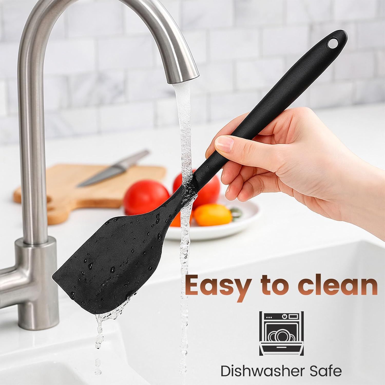 Silicone Spatula Set, 6 PCS Food Grade Kitchen Utensils with Silicone Brush, 480°F Heat Resistant Non Stick Rubber Spatula for Scraping, Cake Baking, Cooking — image 6