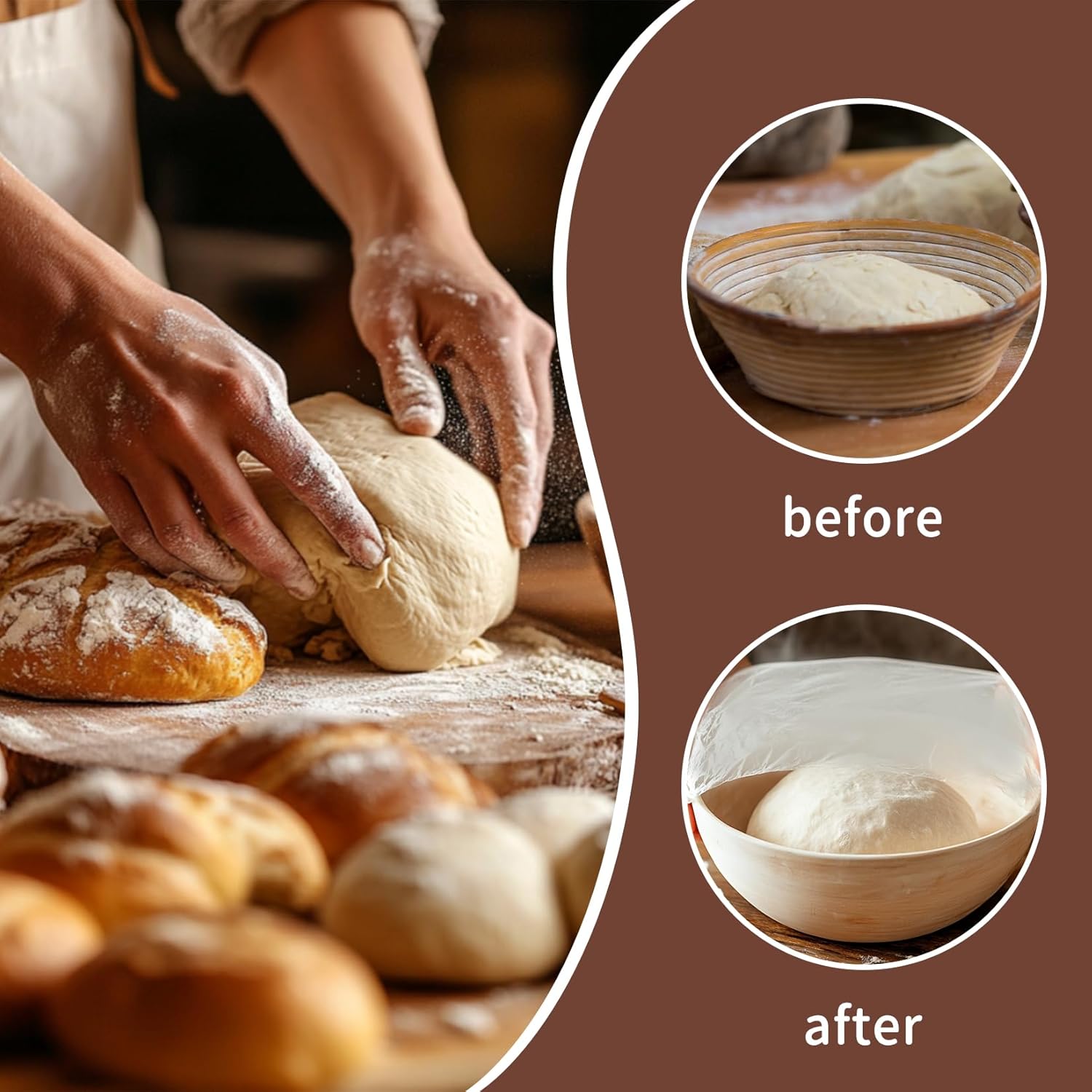 Reusable Bowl Covers for Bread Proofing 2pcs Eva Plastic Bowl Cover Stretch Elastic Food Storage Wrap Shower Caps Sourdough Rising Basket Dough Bread Baking — image 4