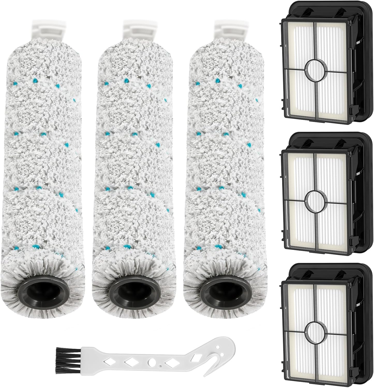 3 Pack Multi-Surface Brush Rolls 2787 and Vacuum Filters 1866 Compatible with Bissell CrossWave Max 2554 2554A 2590 2593 2596, for HydroSteam Plus 35151 3515