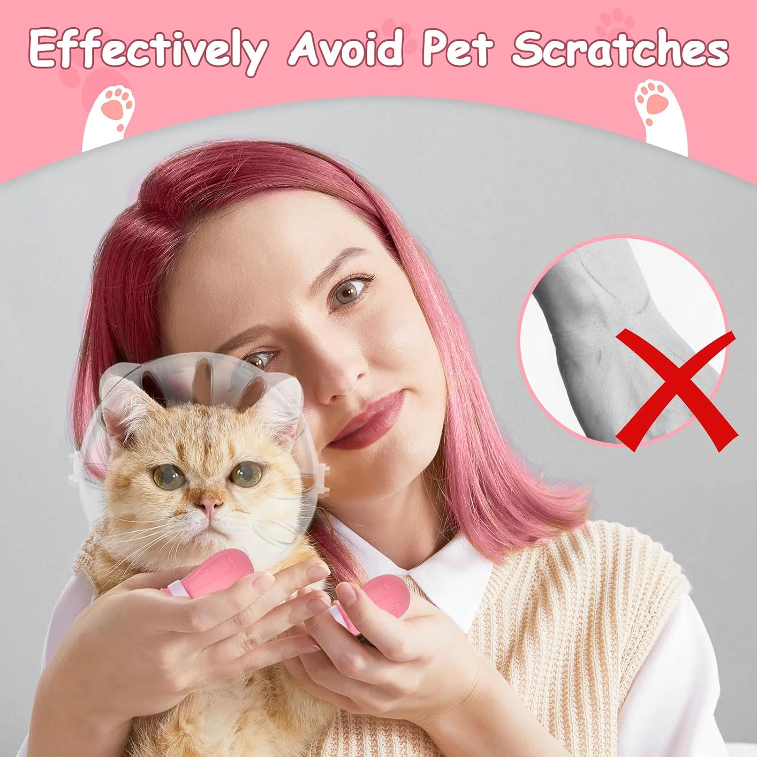Cat Muzzle and Boots Set, Cat Transparent Muzzle Prevent from Cats Biting Chewing, Breathable Cat Adjustable Hood for Grooming, Adjustable Cat Anti-Scratch — image 4