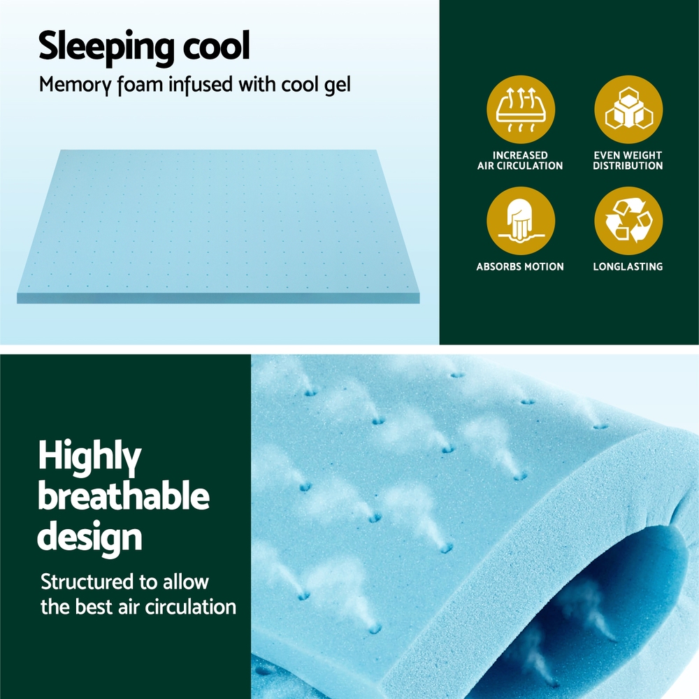 Giselle Bedding Memory Foam Mattress Topper Ventilated Cool Gel 5cm Queen โ image 4