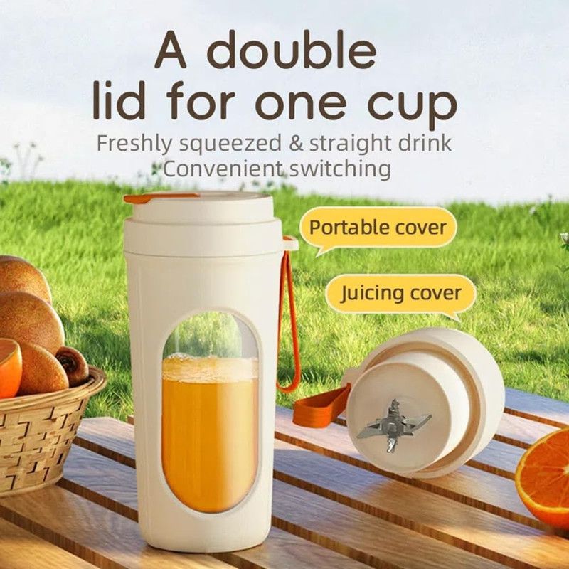 Portable Cordless Juicing Cup, Dual-Lid Design – 12-Blade Juicer, 1500mAh High Capacity, Compact Multi-Functional Portable Juicing Cup for Home Use – Green — image 3