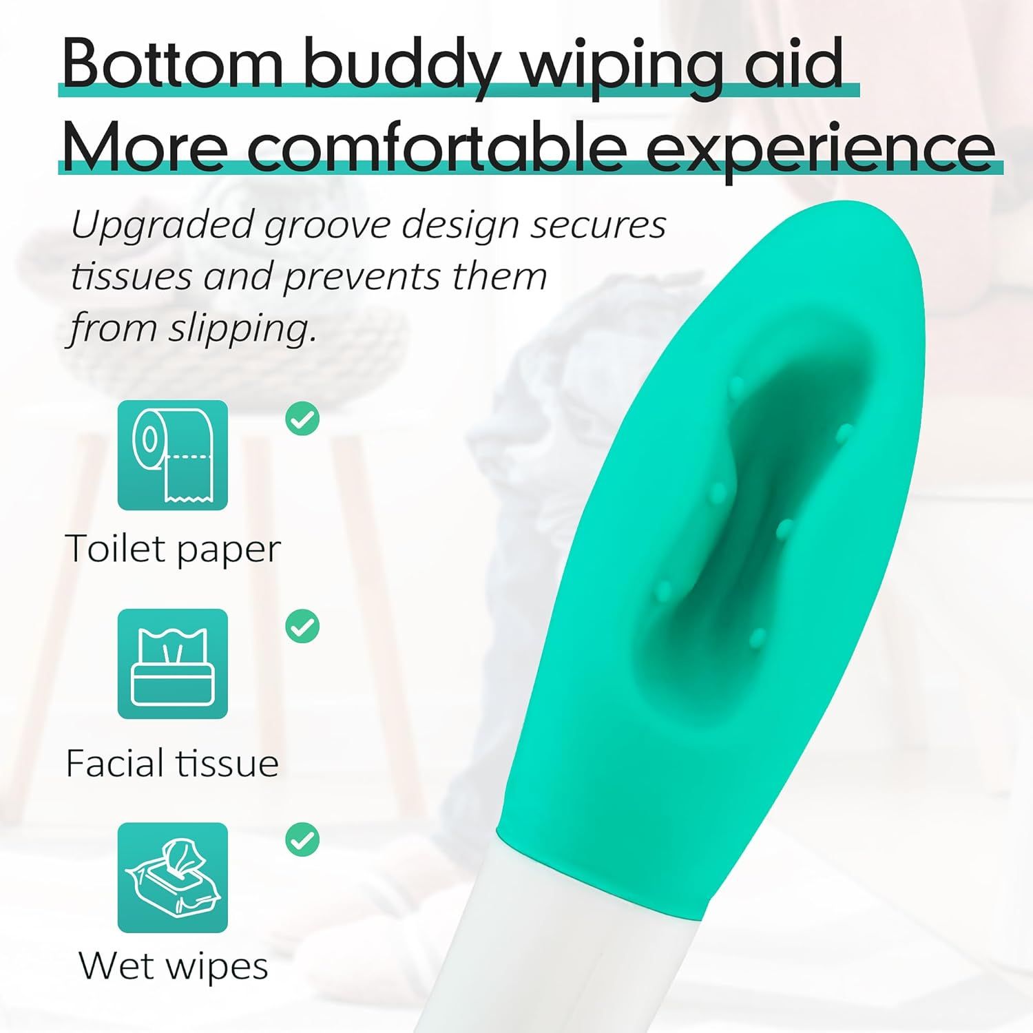 Butt Wiper Tool, 15.7" Comfort Wipe Toilet Aid for Wiping Bottom, Bottom Buddy Wiping Aid for Disabled, Elderly, Overweight, Pregnant People, Easy to Use โ image 3