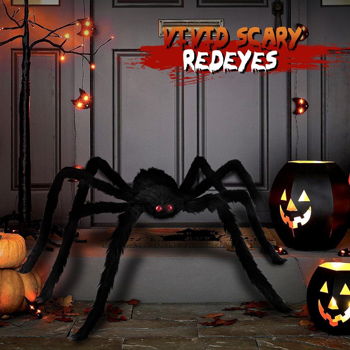 Giant Spider 6.6 Ft, 2M Halloween Decorations Fake Halloween Decor Spiders Large, Furry Spiders for Outdoor Indoor Yard Home Costumes Party House Décor - Black — image 3