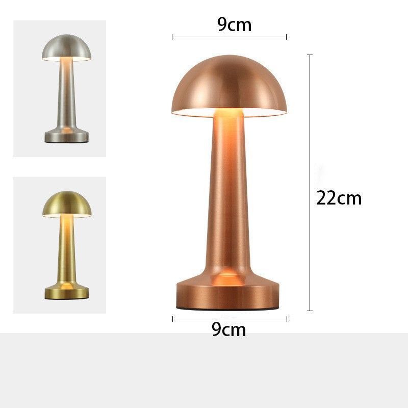 3-Color Dimmable LED Desk Lamp Gold Dumbbell B Style, USB Rechargeable Metal Tap Light, Luxury Table Ambient Night Light — image 2