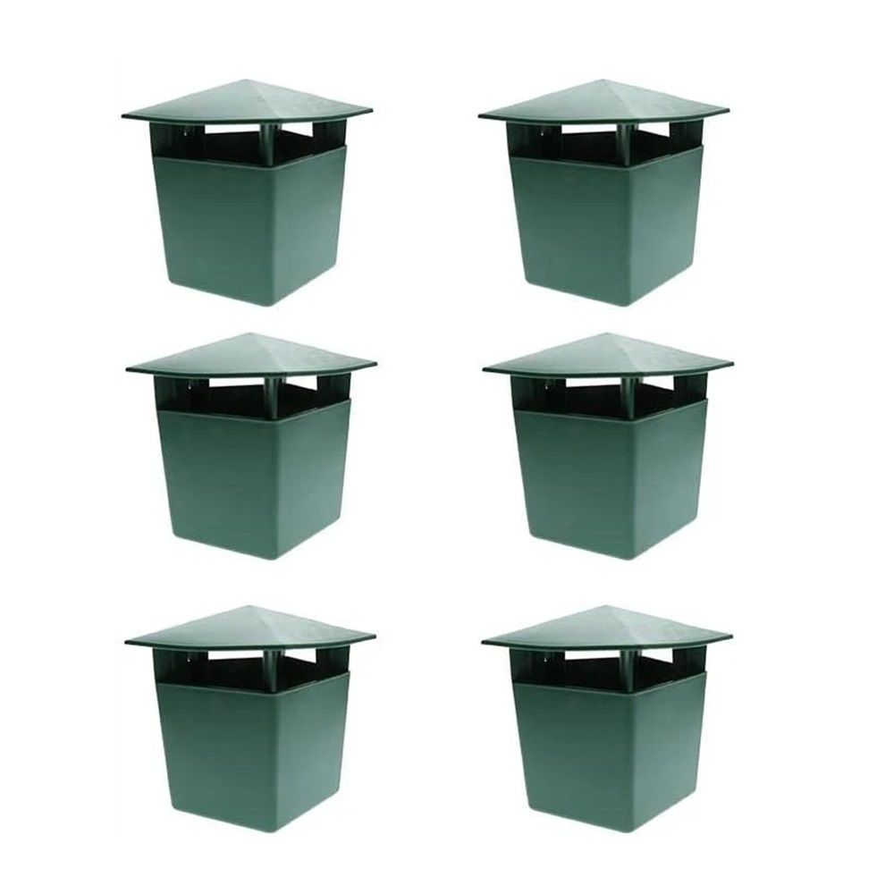 6 Pcs Plastic Box 3.9" x 4.7",Reusable Beer Bait Snail Catchers with Pentagonal Lid, Plastic Slug Houses for Outdoor Garden, Vegetable Beds, Farm(Green)