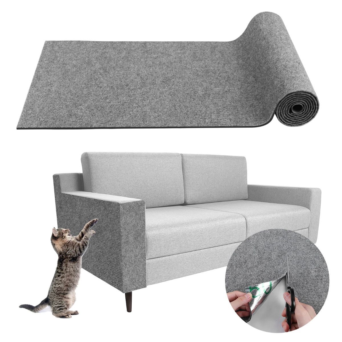 Cat Scratching Pad DIY Cat Accessory Cat Furniture Protection Cat Climbing - Brown - Size 15.8''ร78.7'' โ image 2