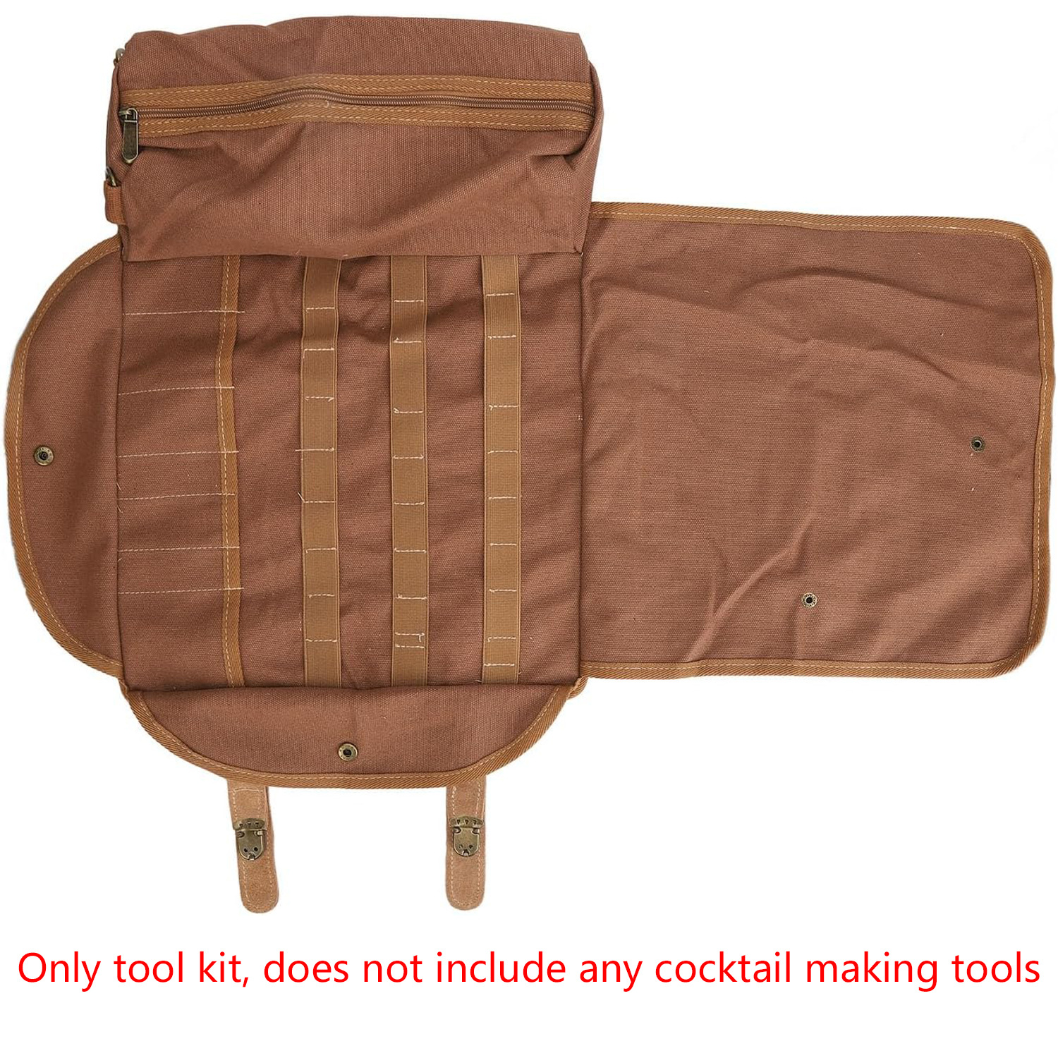 Brown Professional Bartender Kit Travel Bag - Durable Canvas Tool Organizer and Bar Briefcase with Metal Buckles (45 × 35cm) — image 5
