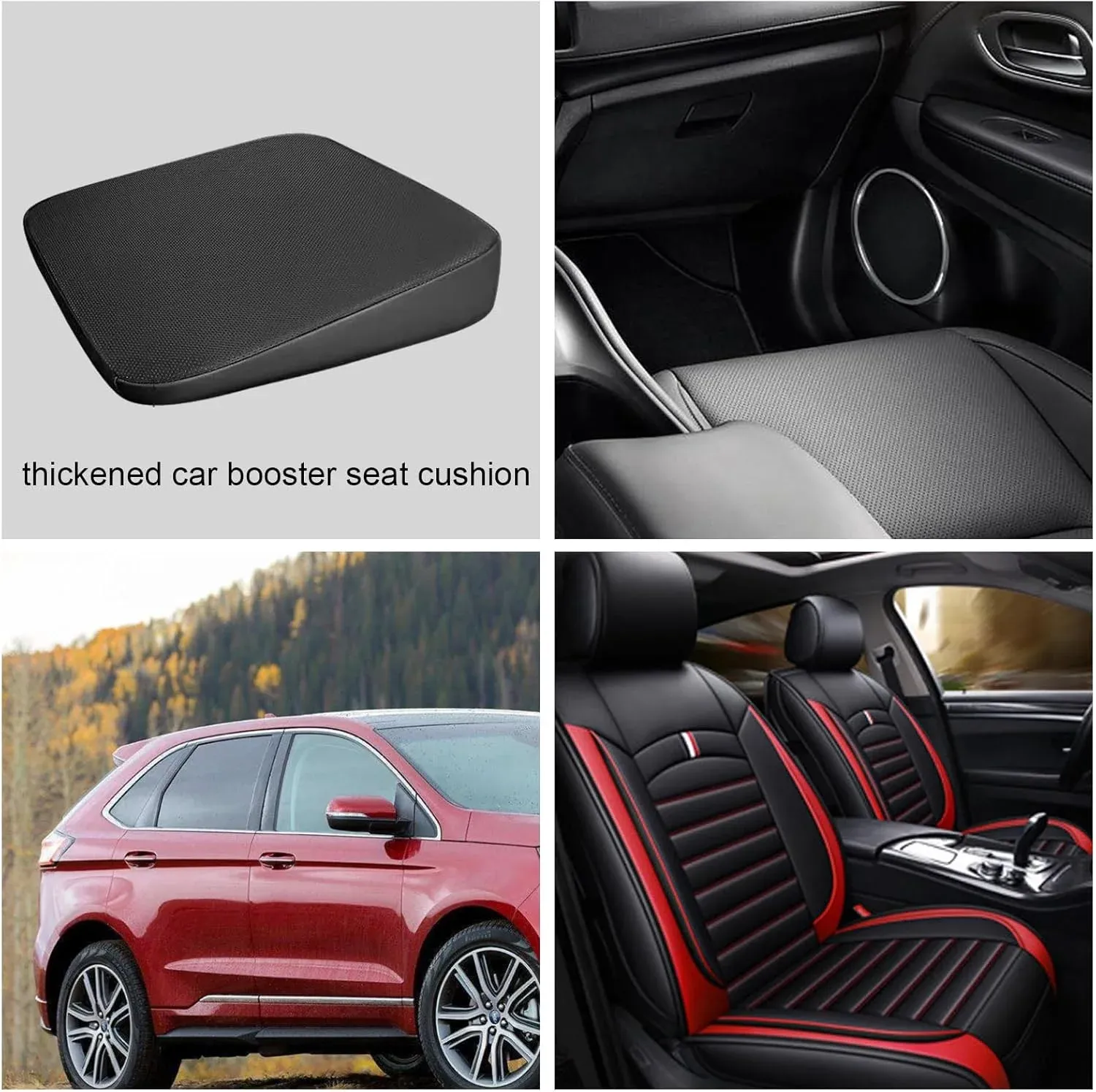 Wedge Car Seat Cushion Pad, Ergonomic Sloping Fabric Booster for Short Drivers, Wheelchair, Car Seat and Dining Chair, Black 6cm โ image 4