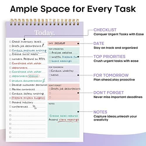 1Pack To Do List Notepad, Undated Daily Planner for Work and Goal Setting Greenery Sway, 52 Sheets, 9.8" x 6.5", Home and school, Daily Task Plannin — image 3