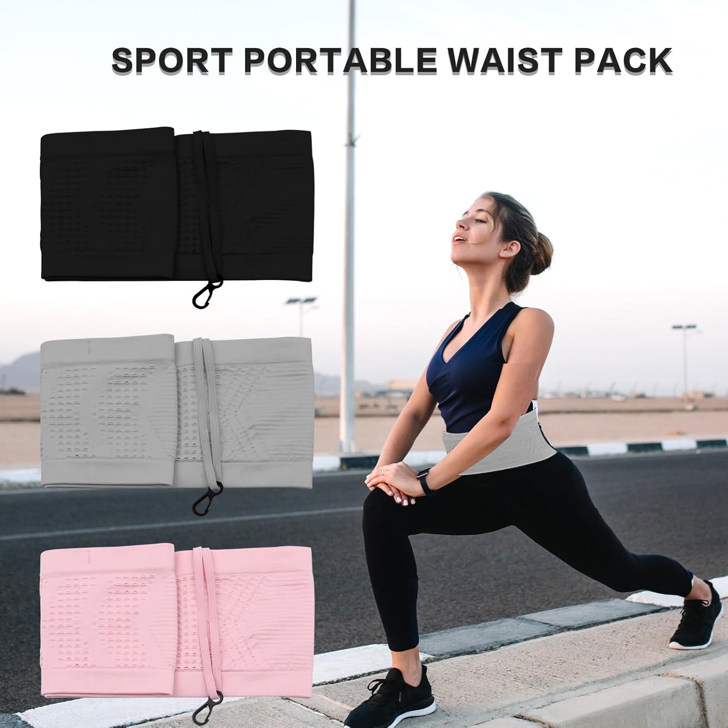 Breathable waist chain waist belt hidden wallet waist bag women's belly bag port running mobile phone holder keys money holder Black S โ image 4
