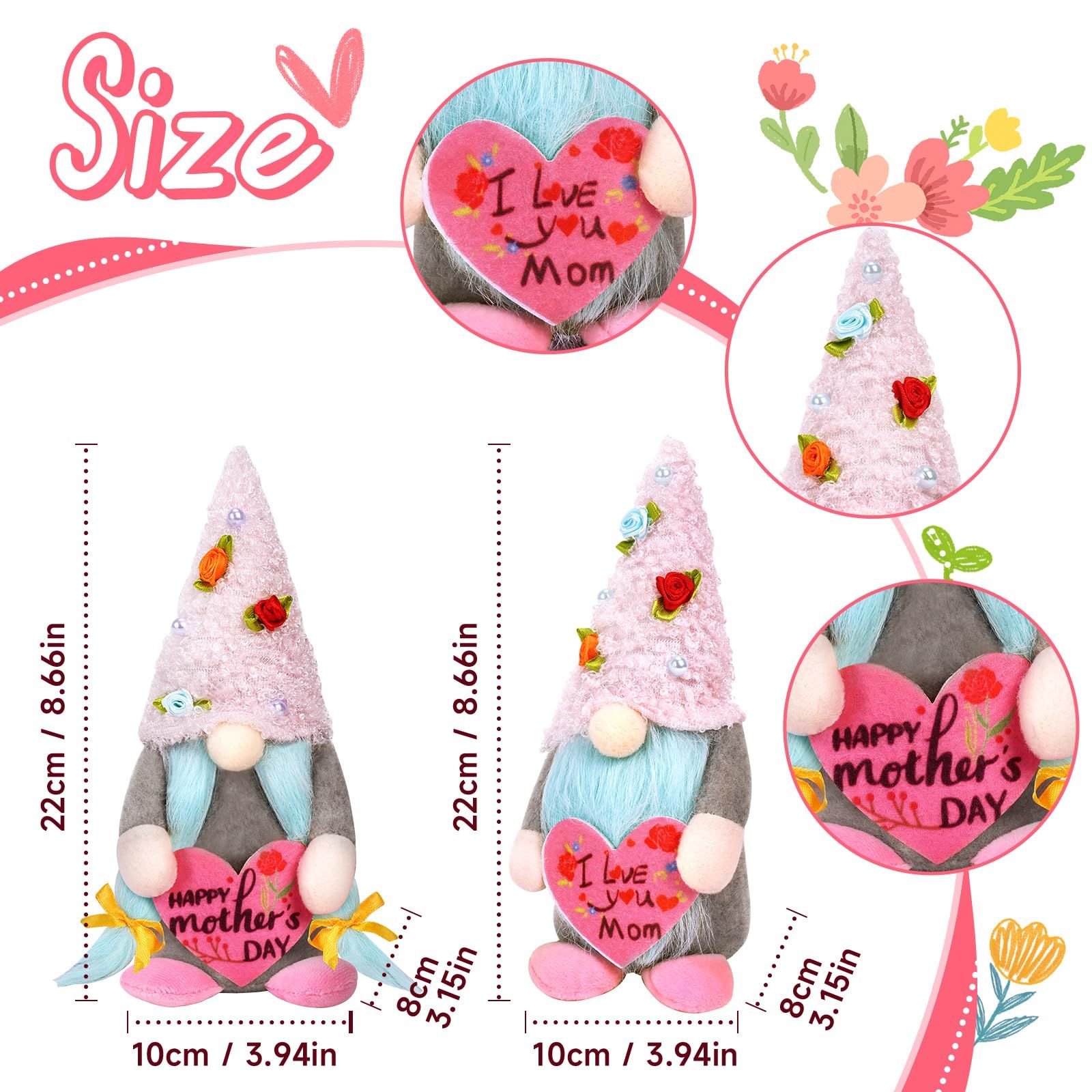 Spring Gnomes Plush,Mothers Day Gnome Gifts for Mom,Tulip Gnome Mothers Day Decorations,Faceless Dwarf Doll Swedish Dwarf — image 3