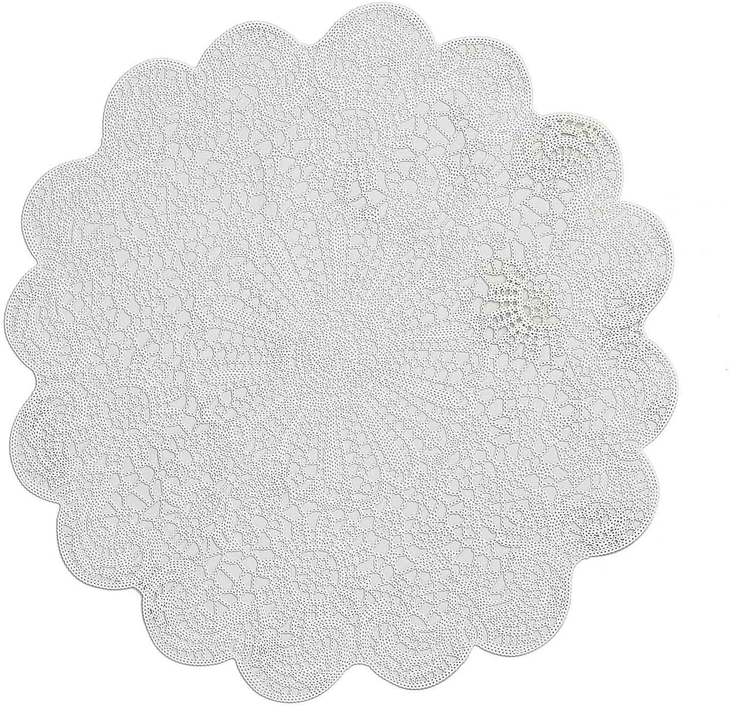 Efavormart 6 Pack 15" White Vintage Floral Vinyl Placemats - Non-Slip Round Metallic Lace Cutout Dining Mats for Wedding Events and Birthday Party Decor- 6 — image 6