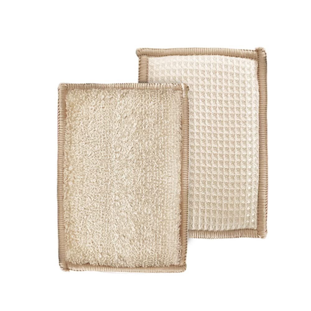 6PCS Bamboo Fiber Sponge Wipe Non-Stick Oil Magic Wipe Scouring Pad Kitchen Dishwashing Brush Pot Cleaning
