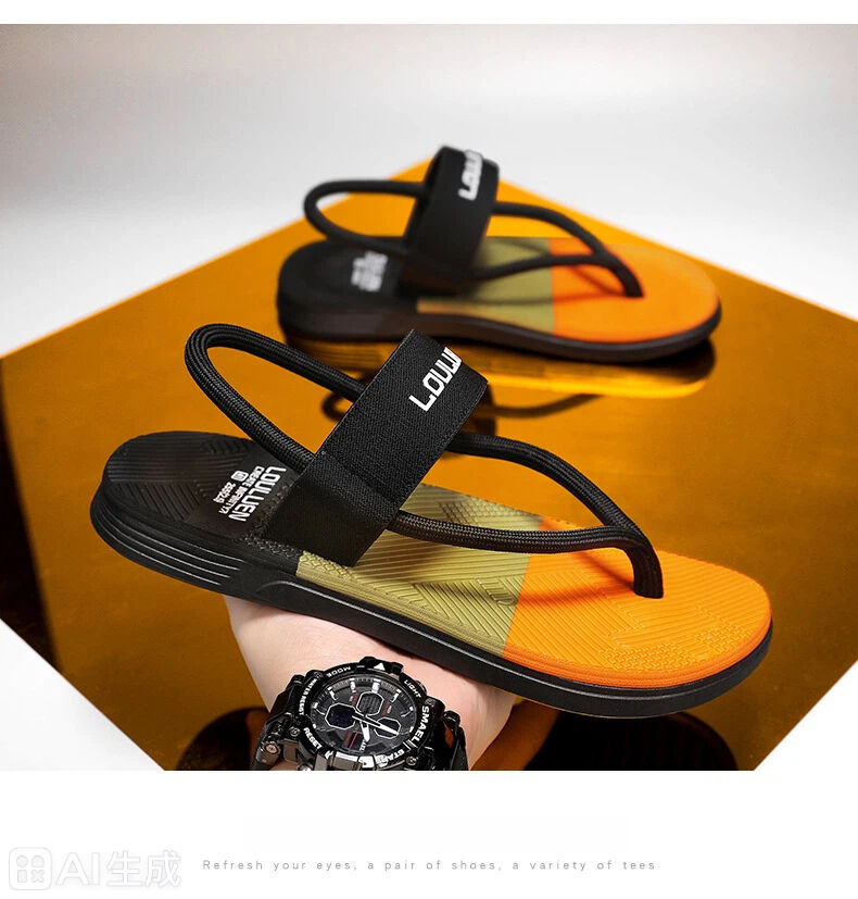 Men's Outdoor Non-Slip Sandals, EVA Lightweight Thick-Sole Beach Slippers for Casual & Sports(black-45) โ image 5