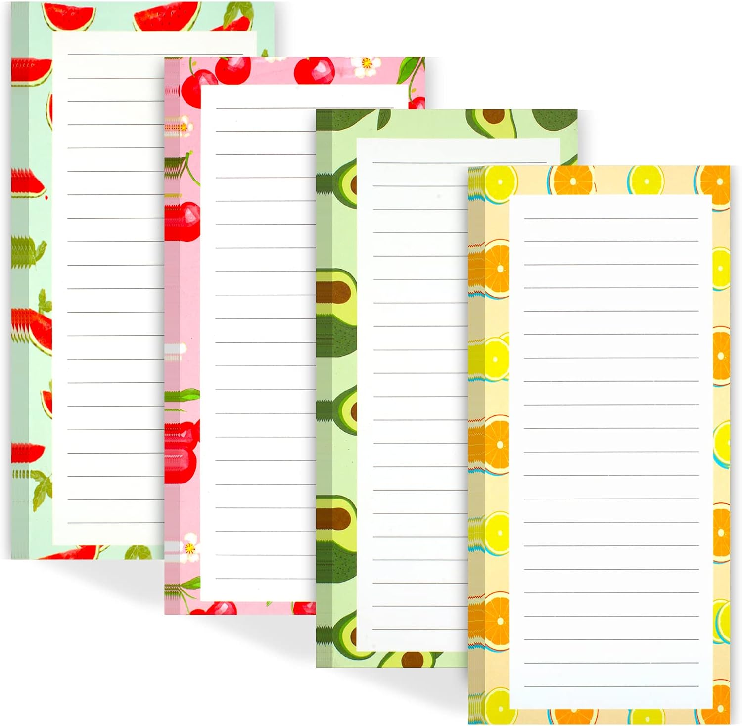 4 Pack Magnetic Notepads for Refrigerator, Grocery List Magnet Pad Fridge, Fruit Design Full Back Shopping Lists, 50 Sheets Per Note Pads