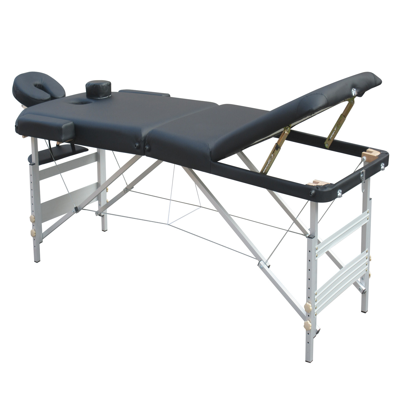 YES4HOMES 3 Fold Portable Aluminium Massage Table Massage Bed Beauty Therapy Black — image 5