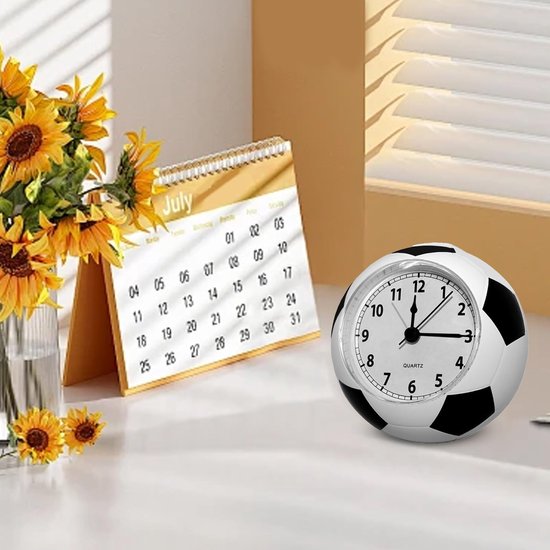 Football Alarm Clock - Silent Non-Ticking Desk Clock | Kids Bedside Clock | Cute football design, easy-to-read analog display, perfect for kids' bedrooms โ image 3