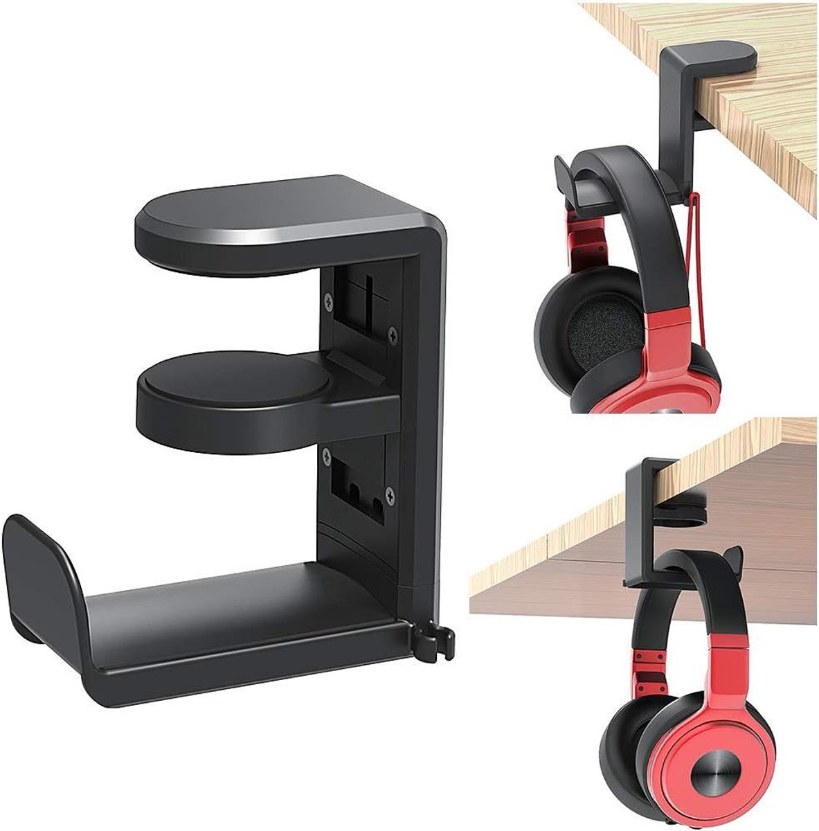 Headset Stand - Headset Holder - Rotating Headset Stand - Gaming Headset Stand - With 360-Degree Rotation and Cable Clip Organizer - Adjustable Clamp Mount