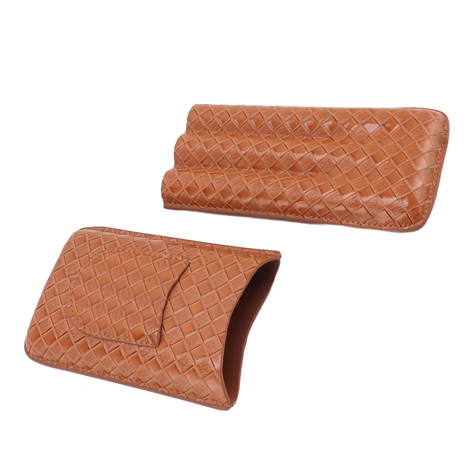 3 Sticks Portable Cigar Case Leather Cigar Humidors Travel Moisturizer Cigar Case for Men Gifts Aurantium — image 5